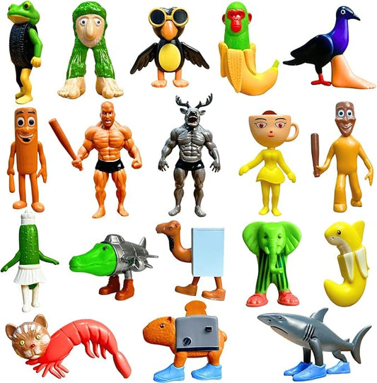 18PC Italian Brainrot Toy Figures Animals Tralalero Tralala Figure Tung Tung Tung Sahur Figurine Bombardiro Crocodilo Animals Figurine Doll Gifts for Fans