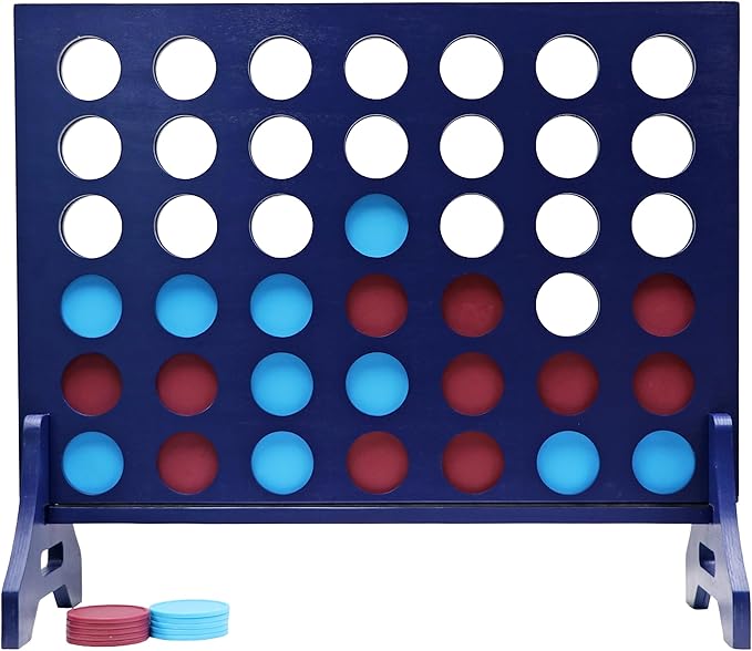 Tailgating Pros Premium Navy Giant Four in a Row with Carrying Case - Jumbo Oversized Outdoor Yard Game - Connect Multiple Pucks in a Row to Win - Many Puck Colors Available!
