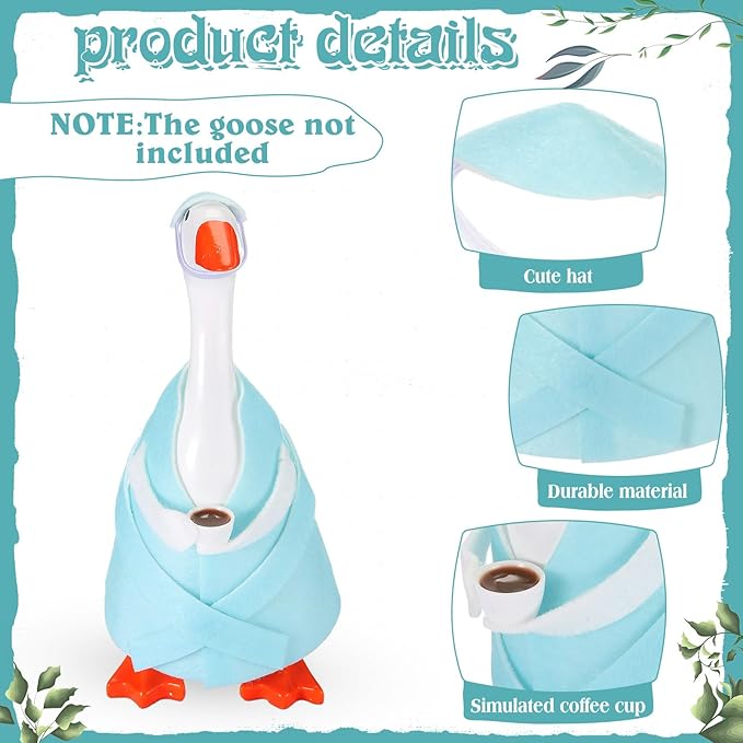 Soulchen 7" Desk Goose Tired Granny Mamma Robe Self Care Outfit Mini Desk Geese Cute Costume for Geese Figurine Desktop(Blue)