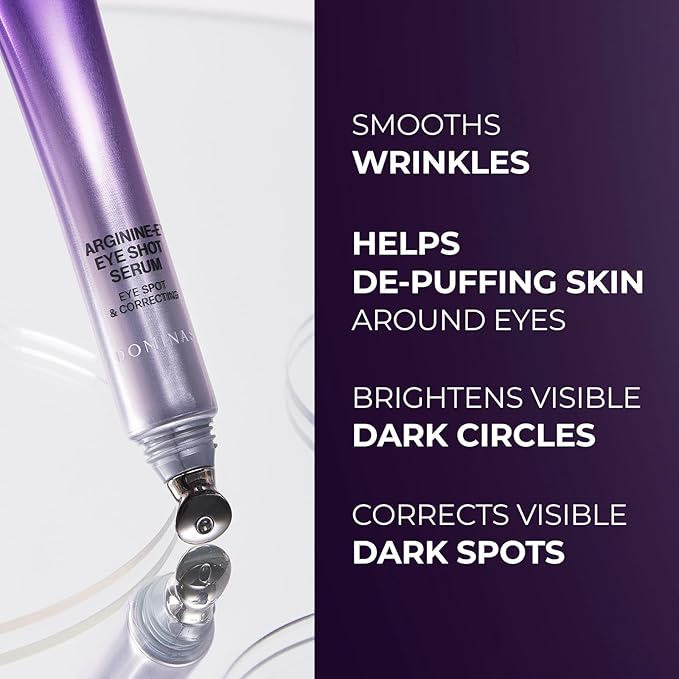 DOMINAS AtClinic Arginine-E Eye Shot Serum - Eye Bag & Puffiness Reducer with Caffeine, Niacinamide, Cooling Guasha Tip, Dark Circles & Firming, Anti-Aging, Korean Skincare, 0.67 fl oz