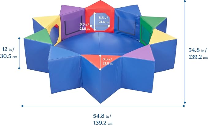 ECR4Kids SoftZone Wall of Mirrors Activity Center and Play Mat, Sensory Toy, Assorted, 3-Piece