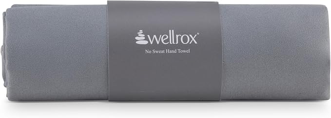 Wellrox Microfiber Yoga Hand Towel – Super Soft, Quick-Dry, Non Slip Yoga Towel for Hot Pilates, Gym & Workouts (26.5" x 16", Grey)