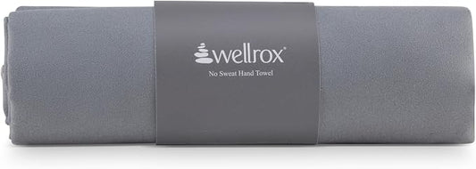 Wellrox Microfiber Yoga Hand Towel – Super Soft, Quick-Dry, Non Slip Yoga Towel for Hot Pilates, Gym & Workouts (26.5" x 16", Grey)