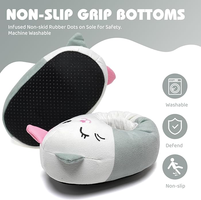 IceUnicorn Toddler Slippers Kids Cute Funny Animal House Shoes Girls Boys Christmas Fluffy Bedroom Indoor Slipper, Cat, Bunny, Unicorn, Axolotl, Fox