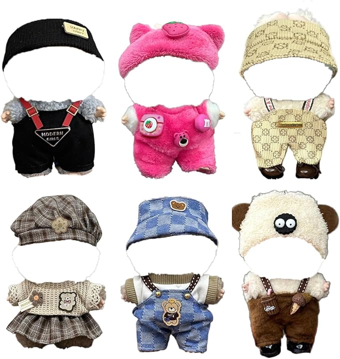 Clothes for Labooboo 17cm Dolls - 6 Set Clothes for 6.7 Inch Dolls, Premium Stylish Outfit with Accessories for Play & Display（No Doll） (SET1)