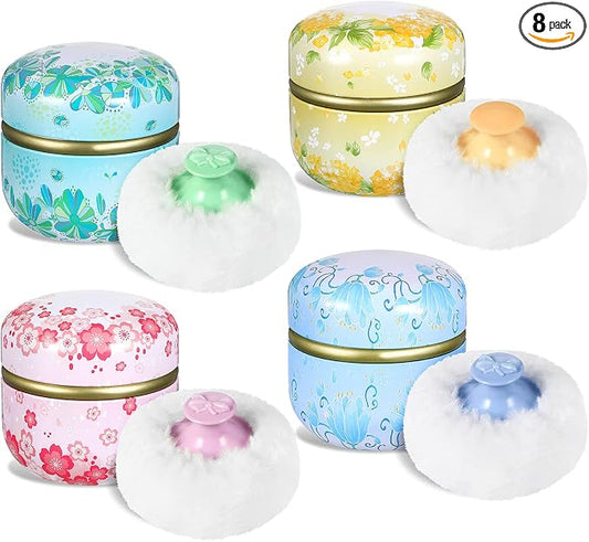 Zopeal Powder Case Puff Kit Powder Puff Case for Body Cosmetic Container Dusting Soft for Baby and Women Travel Home Face Body Box(8 Pcs)