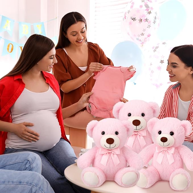 Civaner 4 Pack 14 Inches Teddy Bears Plush Stuffed Animals Valentine Cute Soft Bears Gifts Bulk for Women BFF Girlfriend(Pink)