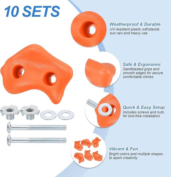 PATIKIL Climbing Rock Wall Grips Play Set Climber Attachments with Double Hole for Playground Accessory Indoor Outdoor