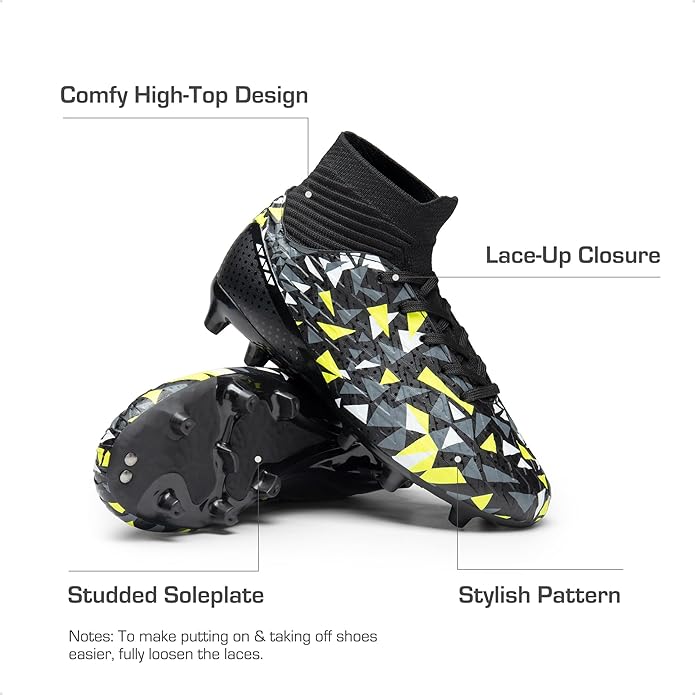 DREAM PAIRS Boys Football Cleats Youth High Top Firm Ground Soccer Shoes for Little/Big Kids