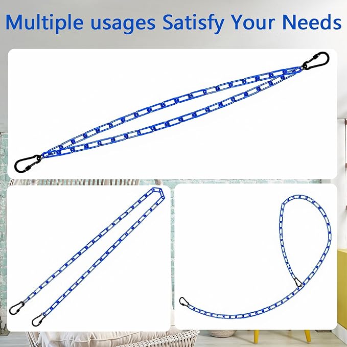 2 Swing Chains Heavy Duty (83") Fully Plastic Coated with 4 Free Quick Links Anti-Rust Iron Link Chains for Playground Kids Tree Swing Seat Accessories and Replacement (Blue)