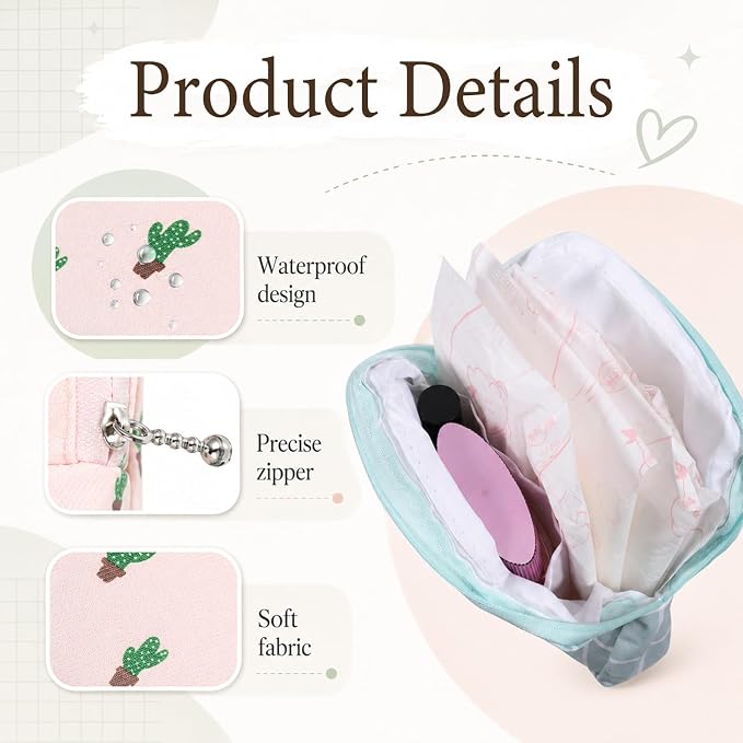 3Pcs Sanitary Napkin Storage Bags, Period Pouch for Pads Tampons | Portable Menstrual Pad Bag for Purse, Cute Feminine Pads Bag Travel Kit for Teen Women