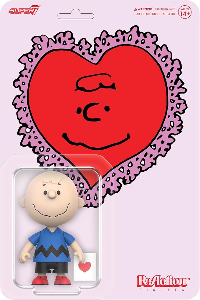 Super7 Peanuts Charlie Brown Valentine Delivery Reaction Figure - 3.75" Peanuts Action Figure with Accessory Classic Cartoon Collectibles and Retro Toys