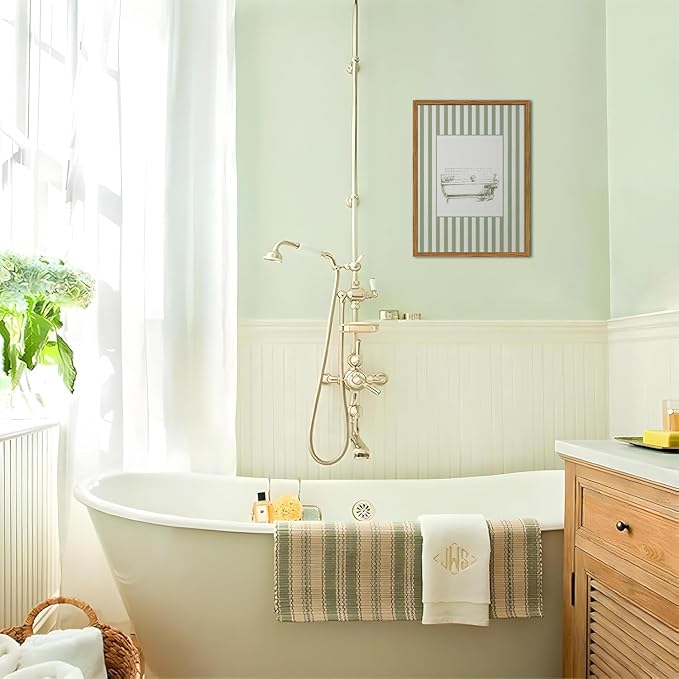 Funny Kids Bathroom Wall Art Cute Boy in Bathtub Wall Decor Picture, Eclectic Child Nursery Bathroom Poster Canvas Prints painting for Restroom 12x16 inch Wood Framed