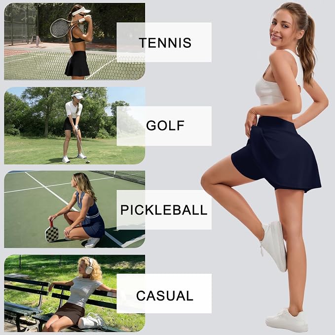 Skorts for Woman Tennis Skirt with Pockets Shorts Golf Skort | High Waisted，A Line, Soft, Stretchy，Breathable, Lightweight, Pickleball, Athletic, Workout, Casual Skirts