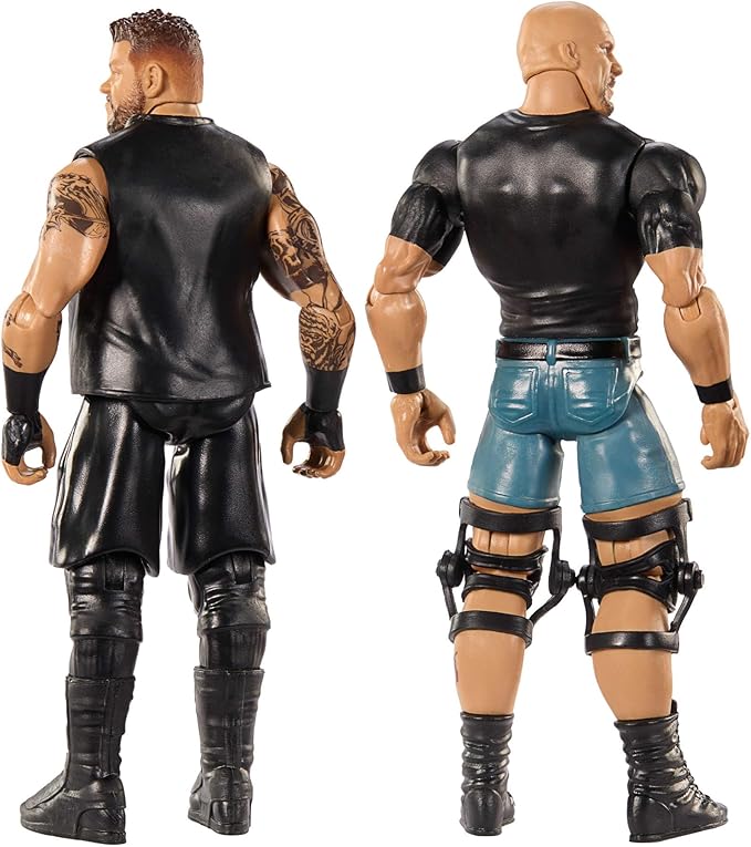 Mattel WWE Main Event Championship Showdown 2-Pack Action Figures & Accessory, Series #20 “Stone Cold” Steve Austin vs Kevin Owens Collectible Set