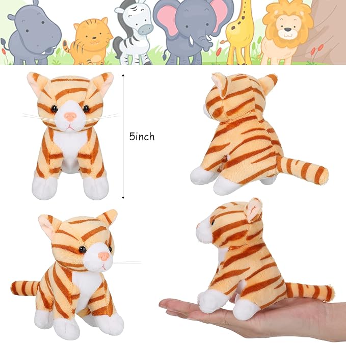 Sumind 8 Pcs Cat Stuffed Animals Bulk Plush Pets 5 Inch Cute Assorted Plush Cats Horse for Birthday Halloween Christmas Party Favors Favors(Cat)