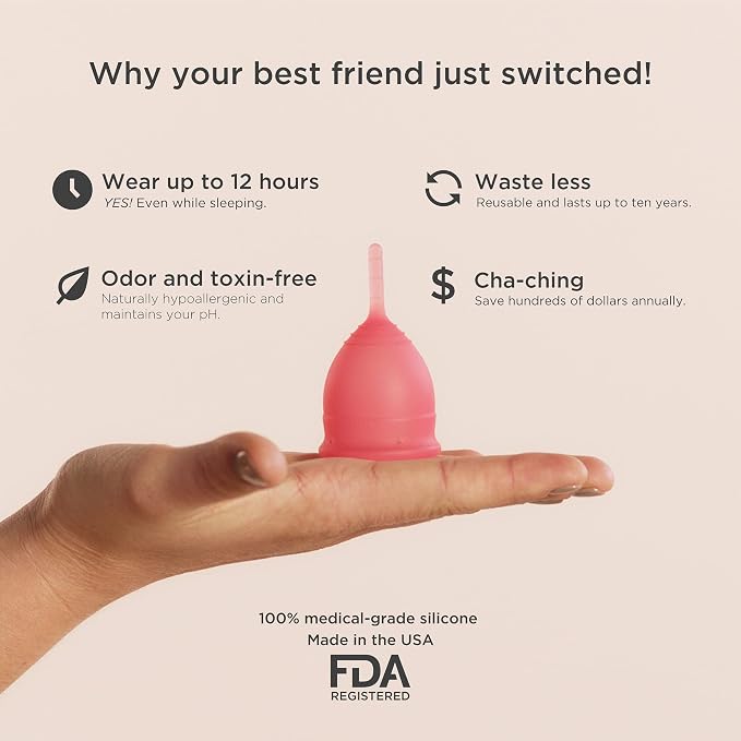 Saalt Menstrual Cup - Natural Tampon and Pad Alternative, Soft, Flexible, Reusable Medical-Grade Silicone | wear up to 12 Hours | Made in theUSA and FDA Registered (Himalayan Pink, Small)