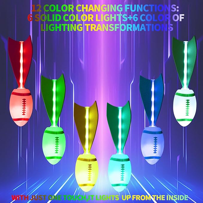 Glow in The Dark Football – Light Up Foam Football for Boys Ages 3+, Outdoor Sports Toy for Camping, Beach Games, Birthday Gift