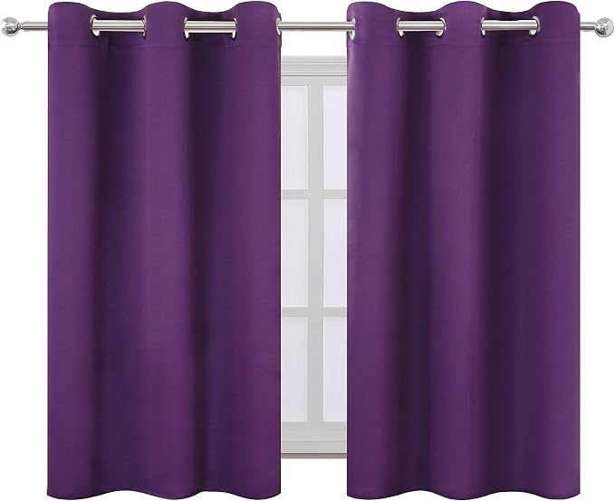 LEMOMO Purple Blackout Curtains 34 x 54 Inch Length/Set of 2 Curtain Panels/Thermal Insulated Room Darkening Blackout Curtains for Bedroom