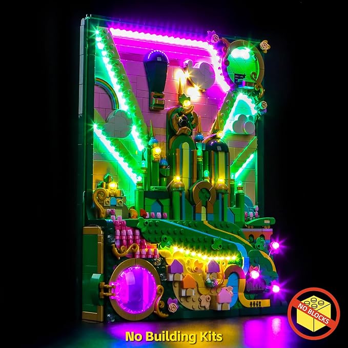 BrickBling LED Lighting Kit Compatible with Lego Wicked Emerald City Wall Art, Creative Light Compatible with Lego 75685-Lights Only, Not Come with Model (Classic Version Light)