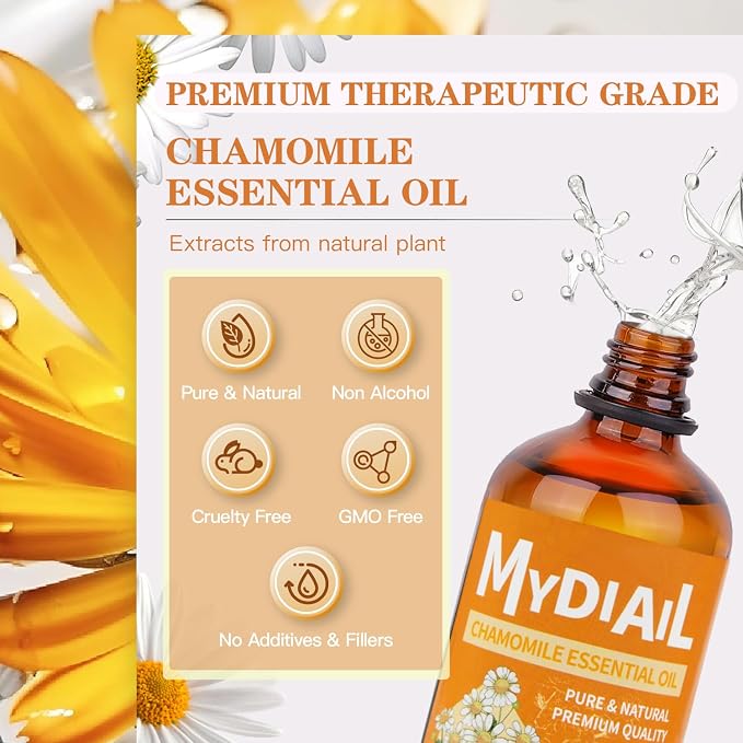 Chamomile Essential Oil Pure & Premium Quality Chamomile Oil for Diffuser, Soap & Candle Making, Massage, Skin Care, Aromatherapy, DIY Skin Products - 4OZ/118ML