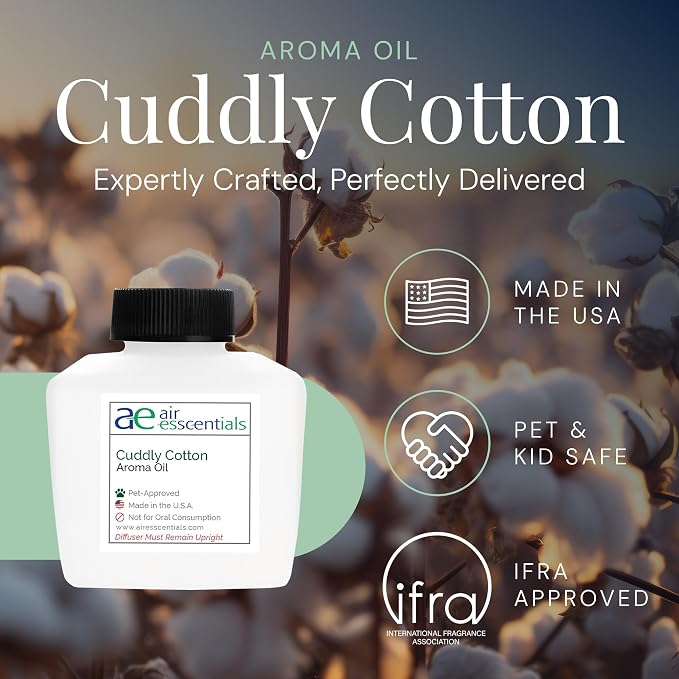 Air Esscentials Cuddly Cotton Aroma Oil for Smart Scent Air Machines & Cold Air Diffusers, Pet-Safe Fresh Cotton Essential Oil, Floral, and Crisp Apple Scents, 100mL