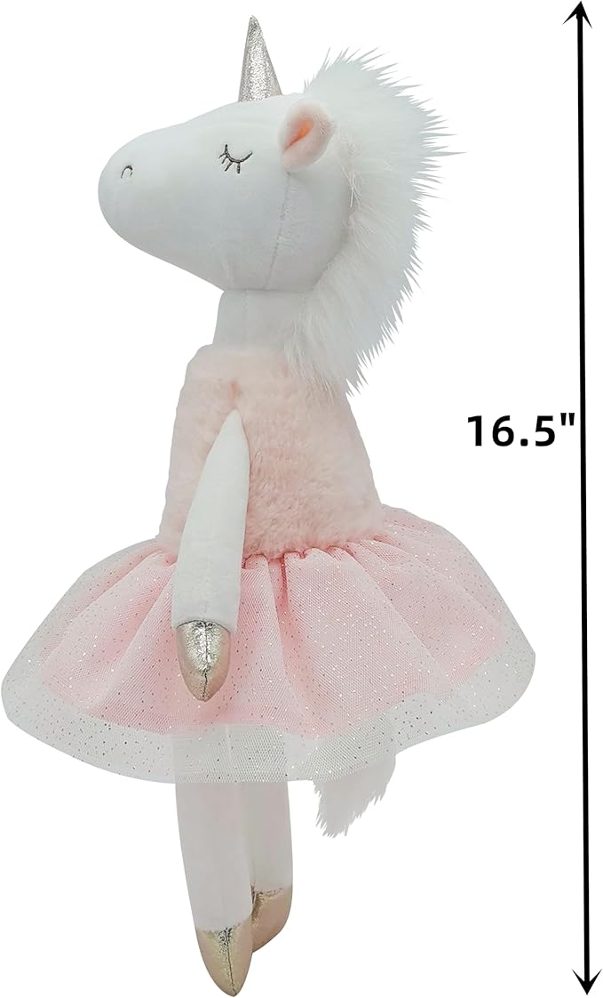 Unicorn Toys for Girls Age 4-6,16.5" Pink Unicorns Stuffed Animal Baby Girl Toys, Ballerina Unicorn Plush Toys for Ages 8-13 Girl,Cute Plush Dolls for Girls and Decor