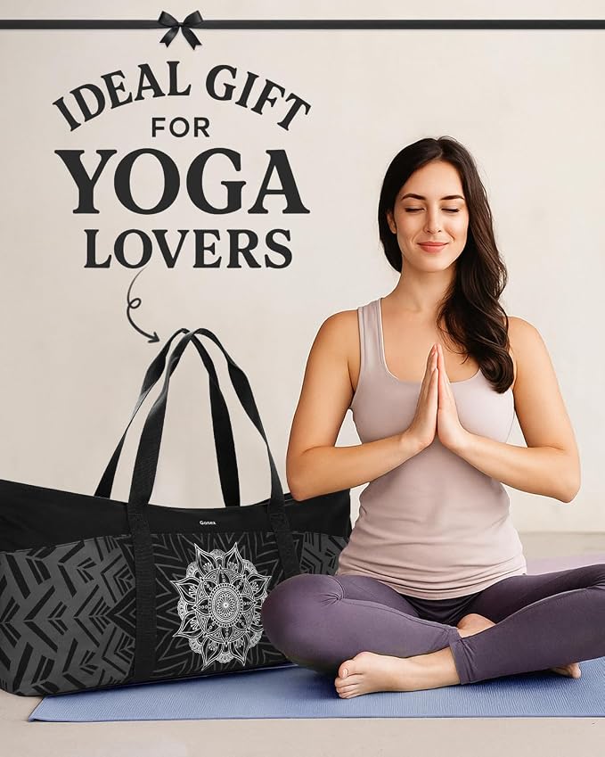 Gonex Yoga Mat Bag, Extra Canvas Gym Bag with Waterproof Pocket Metal Zipper, Fits Mat & Blocks, Stylish Yoga Mat Carrier for Women, Ideal for Yoga, Pilates, Workout, Travel