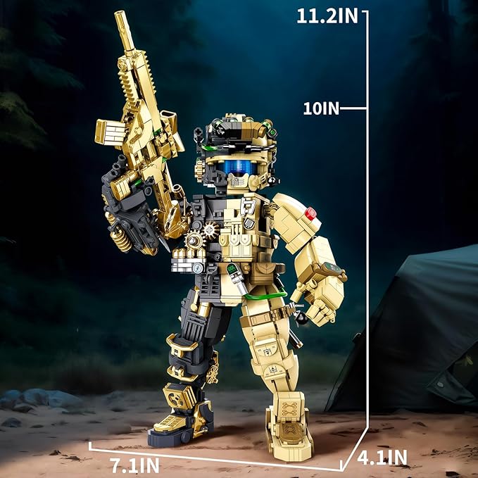 ONITUOFO Mechanical Soldier Building Sets for Adult,Transforming Mech Building Blocks Toy,City Army Robot Model Kit,Cool Home Office Decor,Idea Gift for Teen Boys Kids 8-14(1225PCS)