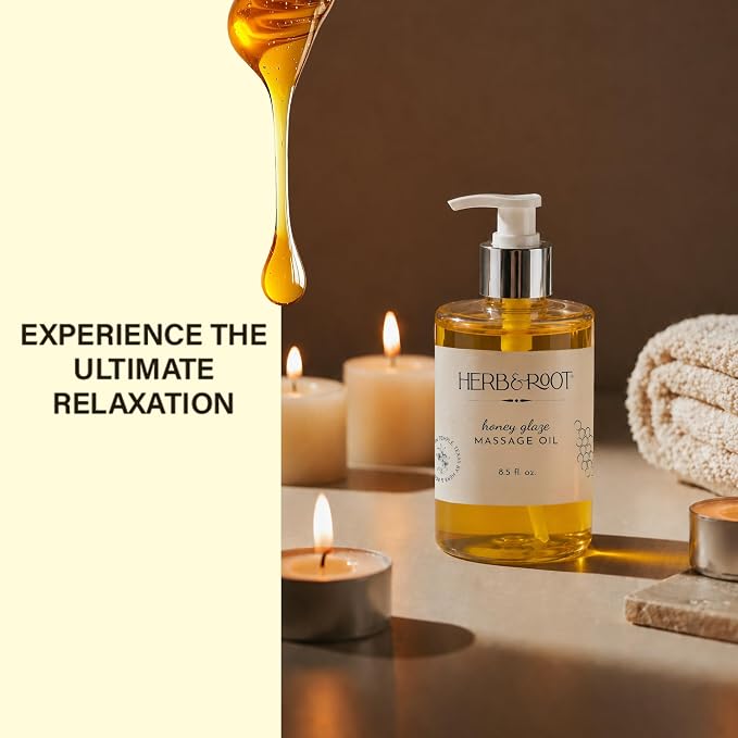 Edible Honey Glaze Massage Oil, 8.5 oz | Body Oil with Sweet Honeycomb & Natural Oils | Non-Sticky, Moisturizing, Doubles as Aromatherapy Body Oil