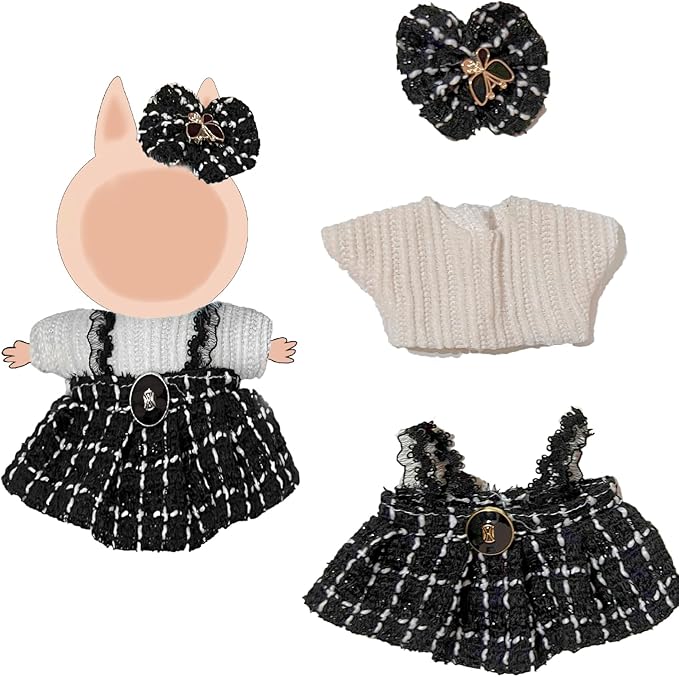 Clothes Set for 17cm Doll (NO Doll) Stylish Outfit Accessories Suit Dowknot & Dress Set Black Dress