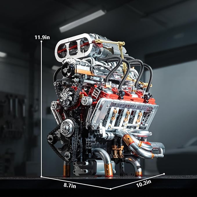 V8 Engine Building Block Set,Mini V8 Engine Kits That Runs,Collectible Set for Adults,Technic Sets Model Engine Gift for Adults,Home or Office Décor Sets for Boys 8-14(2347PCS)