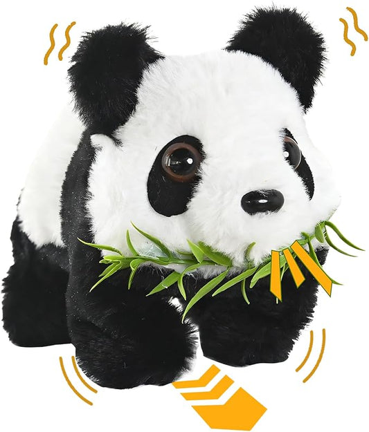 STAY GENT Electronic Panda Toy with Sound for 3+ Kids, Interactive Animated Plush Toy Panda Walking & Wiggling Ear, Educational Stuffed Animal Gifts for Toddlers Boys Girls Birthday Xmas
