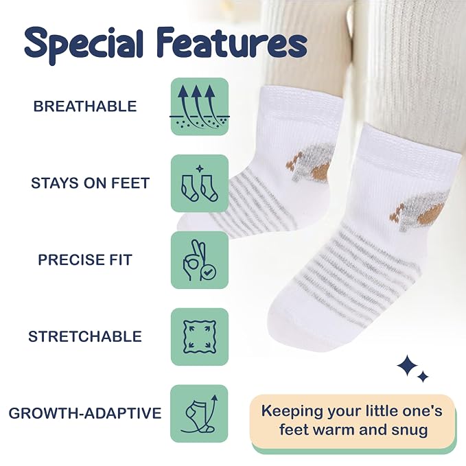 Mother's Choice Organic Cotton Baby Socks 0-6 Months - 12 pairs Soft and Cozy Newborn Gap Socks for Boys & Girls, Gentle Infant Wear, Ideal Baby Registry for Everyday Comfort for Babies