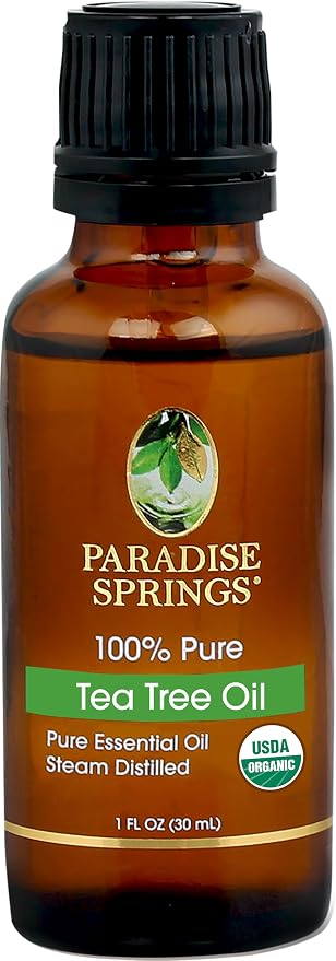 Paradise Springs Organic Tea Tree Essential Oil 1 fl oz (30ml) | 100% Pure & Natural Tea Tree Oil for Aromatherapy, Diffusers, Humidifiers, Massage, Skin & Hair Care