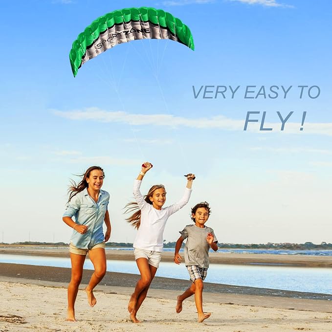 HENGDA KITE 2.5m Dual Line Stunt Parafoil Kites Soft Stunt Kite for Beach Blue with Flying Tool