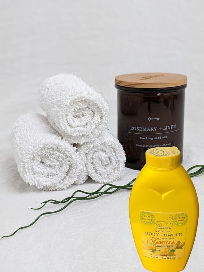 Eleganceinlife Pure Cornstarch Absorbent Body Powder - 100% Talc-Free with Vanilla Scent, 8 oz
