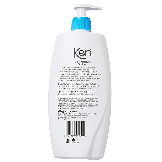 Keri Whole Body Therapy Original, Continuous Moisturization, 3 Essential Moisturizers (Vitamin E, Aloe and Sunflower Seed Oil), 20 Oz