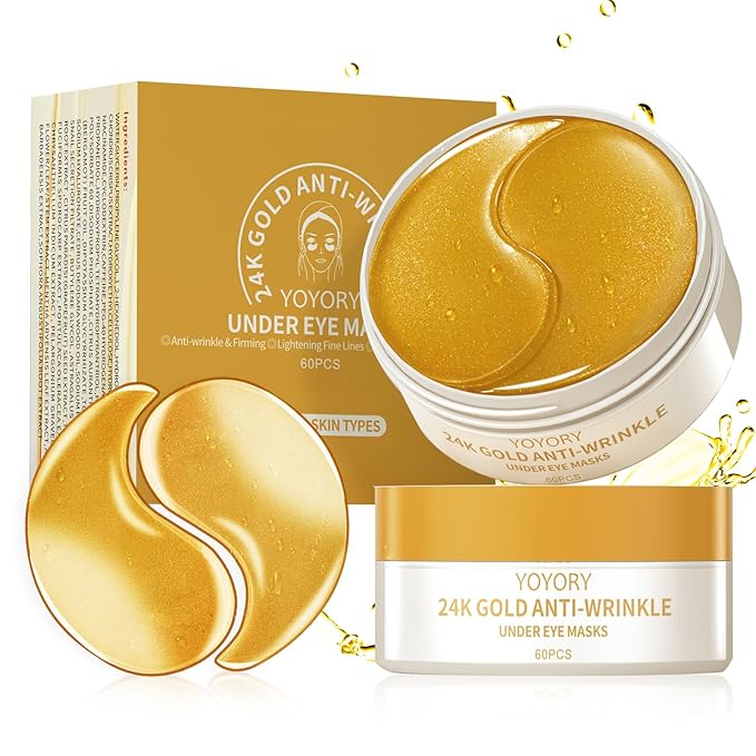 Under Eye Patches Masks - for Dark Circles, Puffy Eyes, Fine Lines, Wrinkles, Eye Bags Treatment with Collagen and Hyaluronic Acid,Firming & Cooling, Moisturizing and Hydrating (60 Pcs) GOLD4