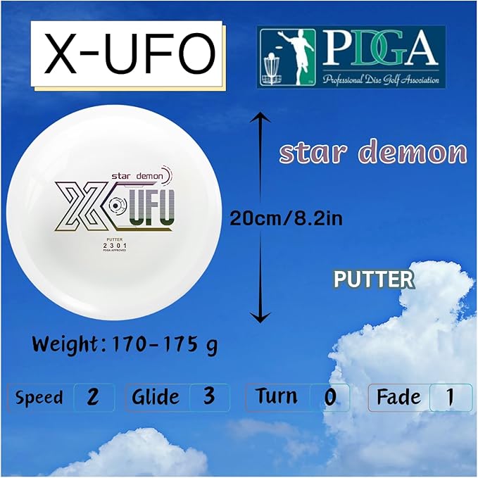 X-UFO Disc Golf Set - Disc Golf Starter Set 5 Pieces, with Putter, Driver, Mid-Range Discs, Mini Discs,Disc Golf Discs Set 170-178 Grams,PDGA Certified Golf Disc (Set 1)