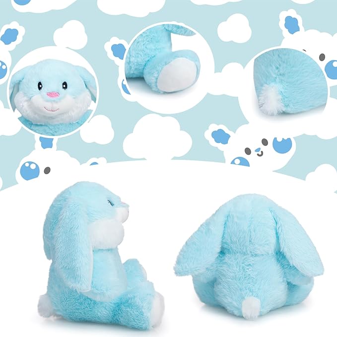 HollyHOME Bunny Stuffed Animal, Easter Bunny Plush Toys, Soft and Cuddly Stuffed Rabbit Easter Gift for Kids Baby Girls 7inch Powder Blue