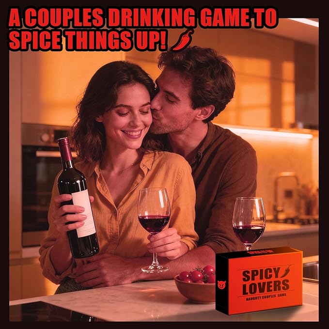 Couples Game for Date Night to Spice Things Up, Actually Fun Couple Drinking for Valentines Birthdays Couples Gift - Spicy Lovers