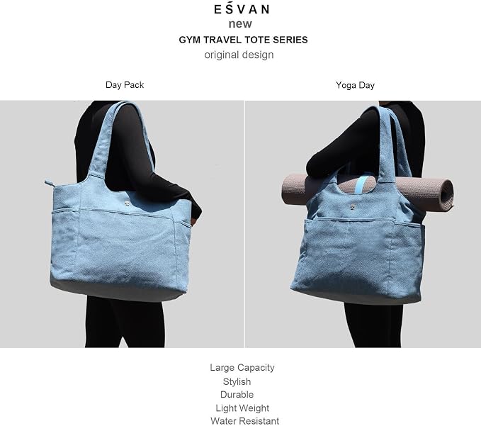 ESVAN Yoga Tote Bag Mat bag Women Shoulder Bags Carryall Tote for Travel Office Workout Gym Nurse Beach