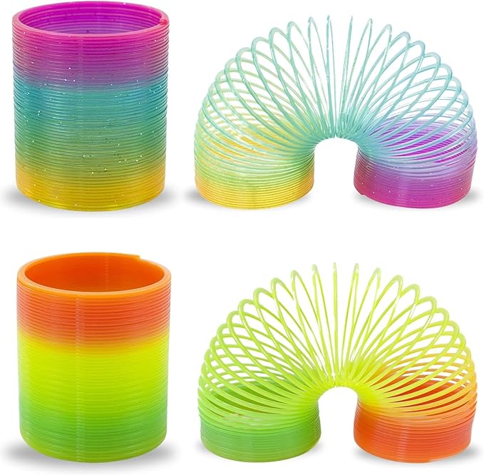 Liberty Imports 12 PCS Magic Rainbow Coil Springs - Small Colorful Neon Plastic Bulk Toys for Kids Birthday Party Favors, Goodie Bag Fillers, Party Prizes (2.5 Inches)