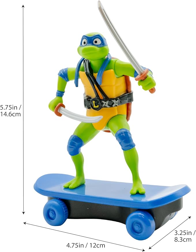 Teenage Mutant Ninja Turtles 5" Sewer Shredders Leonardo Movie Edition, Ages 3+, Pretend Play Toy Figure Playsets, Shred and Battle with TMNT Skate Toy!