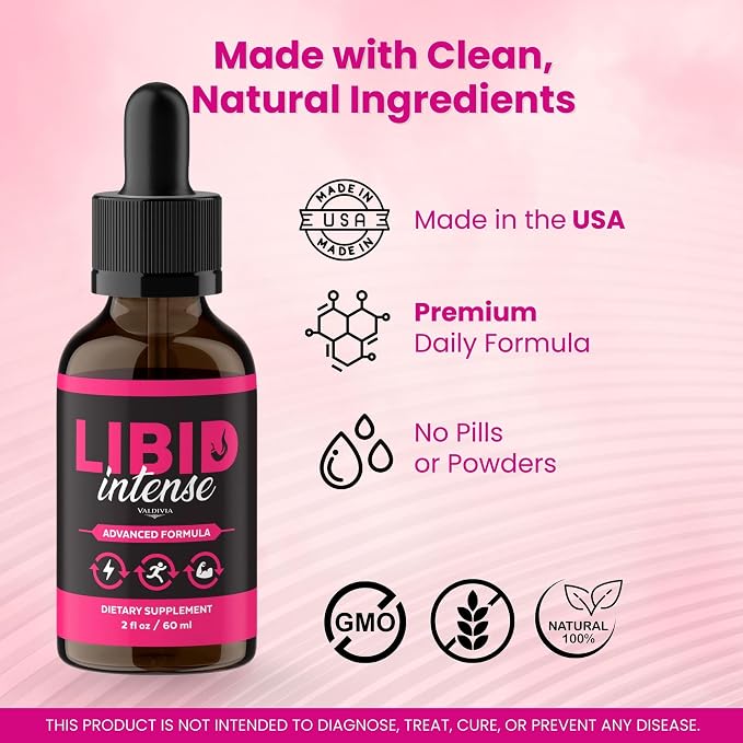 Libid Intense Drops - Official LibidIntense Advanced Liquid Supplement Drop Premium Formula - Maximum Strength, All Natural Vitamins Support for Overall Health & Wellness - 1 Bottle for 1 Month