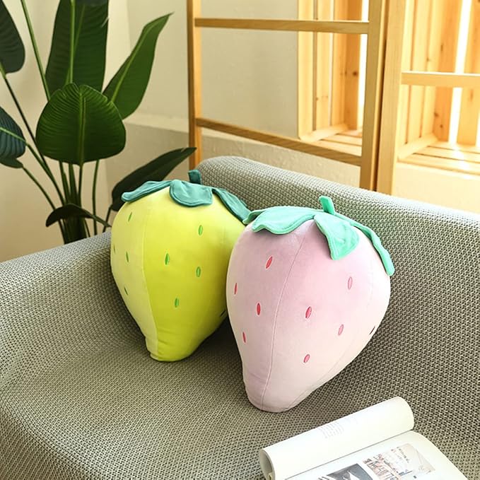 Cute Fruit Kids Pillow Stuffed Strawberry Plush Pillows Super Soft Girls Pillows Cushion Seat for Kids Toys (Purple,13.7"/35cm)