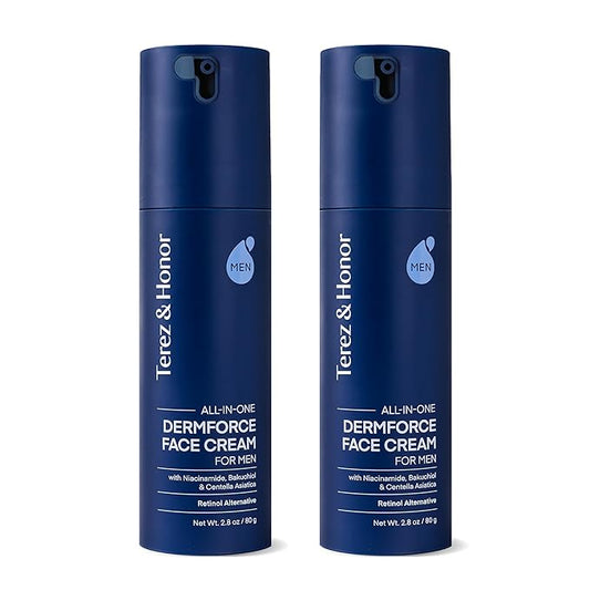 TEREZ & HONOR 6-In-1 Face Cream for Men: Dermforce Anti-Aging Moisturizer Cream with Niacinamide & Bakuchiol - Reduces Wrinkles, Dark Circles & Eye Bags - Made In Korea (2 Pack (5.6 oz) + Original)