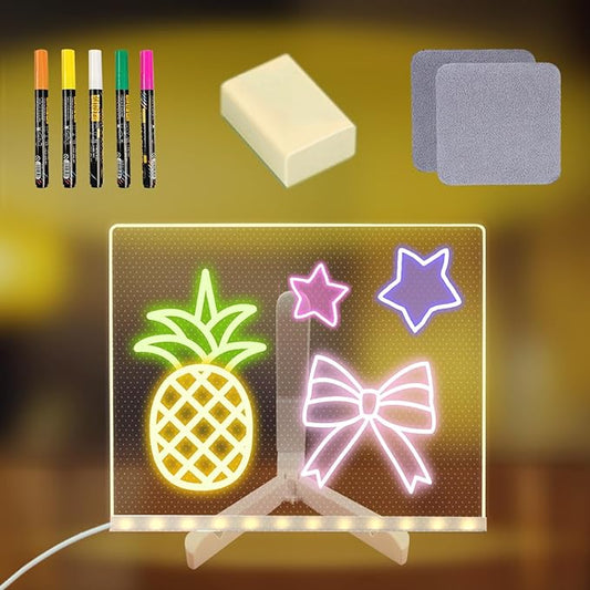 Acrylic Thank You Gifts with Led Note Board with Colors with Stand，Acrylic Message Board with Light up Dry Erase Board for Kids，Acryli Drawing Board Light Acryli Memo Board is Best Acryli Gifts