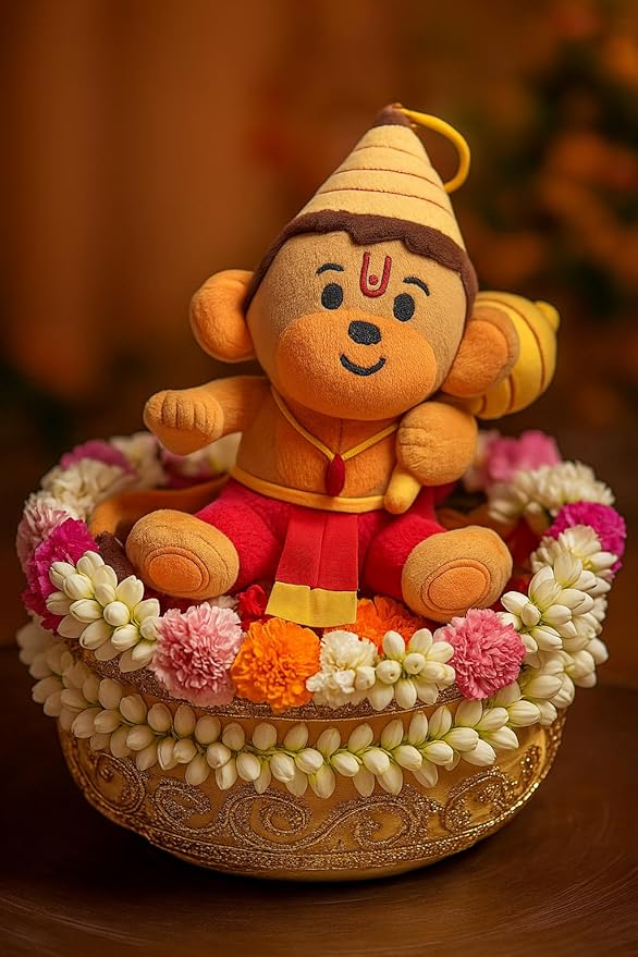 MODI TOYS Baby Hanuman (Small - 7 inch) Mantra Singing Plush Toy | Ideal for Newborns, Infants, Toddlers, Grandparents | Best for Diwali, Baby Shower, Birthday, Housewarming